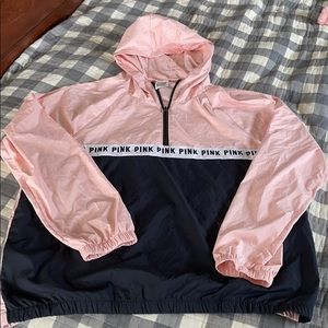 Pink 1/4 zip wind breaker type jacket
